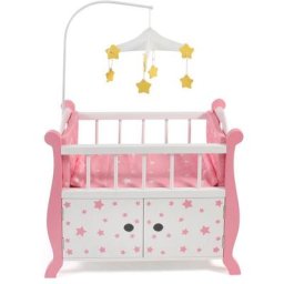 CHIC2000 Puppenbett Stars Pink, aus Holz mit Mobile