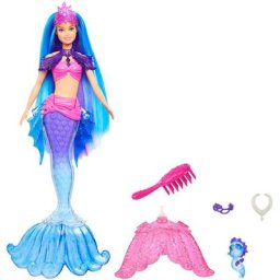 Barbie Meerjungfrauenpuppe Meerjungfrauen Power, Malibu, mit blauen Haaren und Zubehör