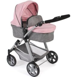 CHIC2000 Kombi-Puppenwagen Nele, Melange Grau-Rosa, zusammenklappbar