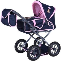 Knorrtoys® Kombi-Puppenwagen Ruby - Navy Pink Baer, mit Wickeltasche