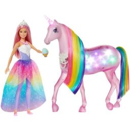 Barbie Anziehpuppe Dreamtopia Magisches Zauberlicht Einhorn mit Puppe