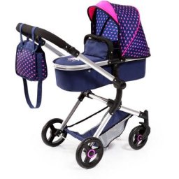 Bayer Kombi-Puppenwagen Vario, Blau/Pink, inkl. Wickeltasche