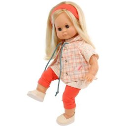 Schildkröt Manufaktur Babypuppe Schlummerle, aprikot/weiß, mit blonden Haaren, Made in Germany