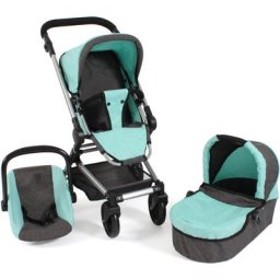 CHIC2000 Kombi-Puppenwagen Fides 3in1, Melange Mint, mit Babywanne, Sportsitz und Autositz