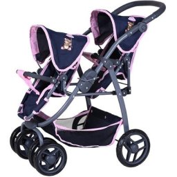 Knorrtoys® Puppen-Zwillingsbuggy Milo - Navy Pink Bear