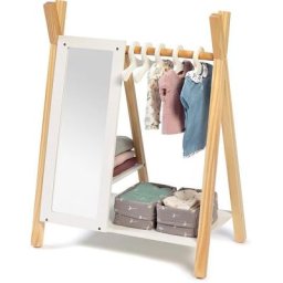 MUSTERKIND® Puppenkleiderschrank Puppen-Garderobe - Viola, natur/weiß