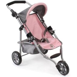 CHIC2000 Puppenbuggy Jogging-Buggy Lola, Grau-Rosa, mit klappbarem Verdeck
