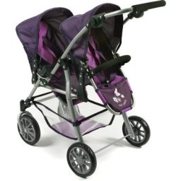 CHIC2000 Puppen-Zwillingsbuggy Twinny, Pflaume, mit schwenkbaren Vorderrädern