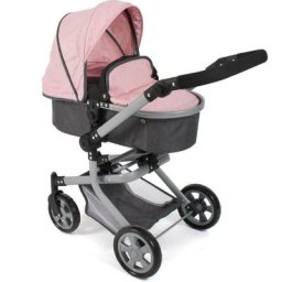 CHIC2000 Kombi-Puppenwagen Mika, Grau-Rosa, mit schwenkbaren Vorderrädern