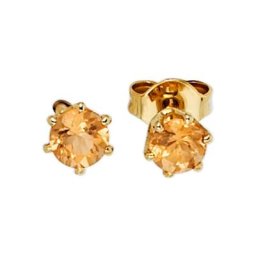 JOBO Paar Ohrstecker, rund 585 Gold mit Citrin