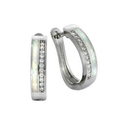 Vivance Paar Creolen 925/- Sterling Silber rhodiniert synth. Opal