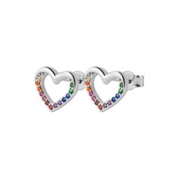 Adelia´s Paar Ohrstecker Ohrstecker Herz aus 925 Silber mit Zirkonia 8,5 cm