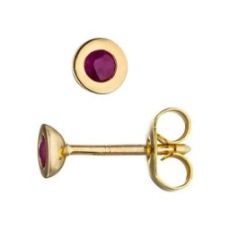 JOBO Paar Ohrstecker, 333 Gold mit Rubin