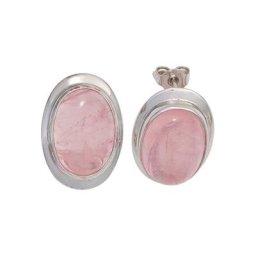 JOBO Paar Ohrstecker, oval 925 Silber mit Rosenquarz