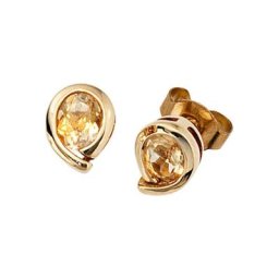 JOBO Paar Ohrstecker, Tropfen 333 Gold mit Citrin