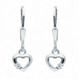 Adelia´s Paar Ohrhänger 925 Silber Ohrringe Ohrhänger Herz, mit Zirkonia Silberschmuck für Damen