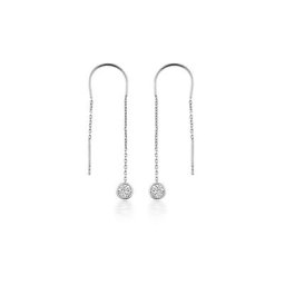 dKeniz Paar Ohrhänger 925/- Sterling Silber rhodiniert Glänzend 8cm Zirkonia Weiß