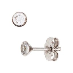 JOBO Paar Ohrstecker, rund 333 Weißgold mit Zirkonia