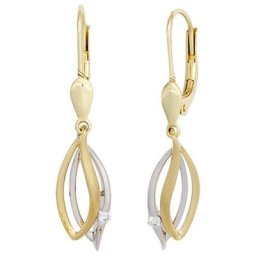 JOBO Paar Ohrhänger, 585 Gold bicolor mit 2 Diamanten
