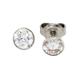 JOBO Paar Ohrstecker, rund 925 Silber mit Zirkonia
