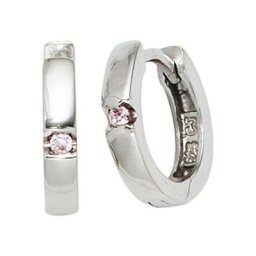 JOBO Paar Creolen, rund 925 Silber mit Zirkonia