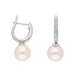 Adelia´s Paar Ohrhänger 1 Paar 333 Weißgold Ohrringe / Creolen mit Zirkonia Ø 11 mm, 333 Gold mit Zirkonia Goldschmuck für Damen