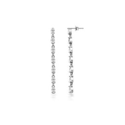 dKeniz Paar Ohrhänger 925/- Sterling Silber rhodiniert Glänzend 5cm Zirkonia Weiß