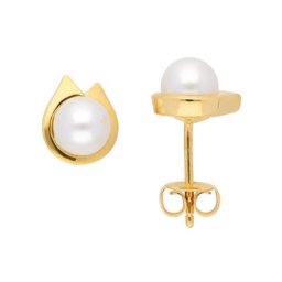Adelia´s Paar Ohrhänger 333 Gold Ohrringe Ohrstecker Ø 5,9 mm, mit Süßwasser Zuchtperle Goldschmuck für Damen