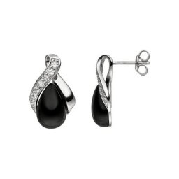 JOBO Paar Ohrstecker, 925 Silber mit Onyx und Zirkonia