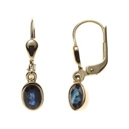 JOBO Paar Ohrhänger, oval 585 Gold mit Safir