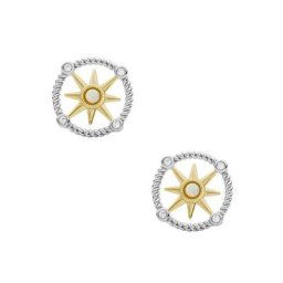 Fossil Paar Ohrstecker Kompass, STERLING SILVER, JFS00574998, mit synth. Opal und Zirkonia