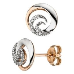 JOBO Paar Ohrstecker, 585 Gold bicolor mit 18 Diamanten