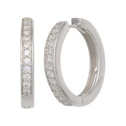 JOBO Paar Creolen, rund 925 Silber mit Zirkonia