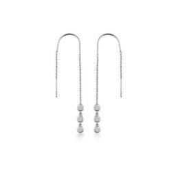 dKeniz Paar Ohrhänger 925/- Sterling Silber rhodiniert Glänzend 8cm Zirkonia Weiß