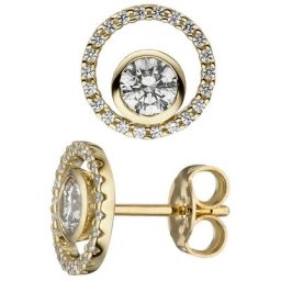JOBO Paar Ohrstecker, rund 333 Gold mit 46 Zirkonia