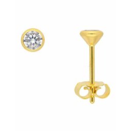 Adelia´s Paar Ohrhänger 585 Gold Ohrringe Ohrstecker mit Zirkonia Ø 4 mm, mit Zirkonia Goldschmuck für Damen
