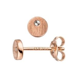JOBO Paar Ohrstecker, rund 925 Silber roségold vergoldet mit Zirkonia