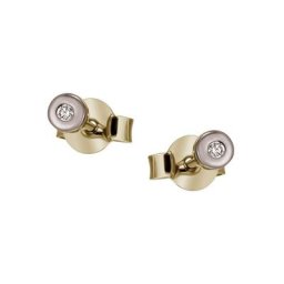 Firetti Paar Ohrstecker Solitär, rund, teilw. rhodiniert, Glanzoptik, Bicolor-Design, massiv, mit Brillanten