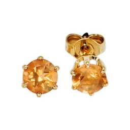 JOBO Paar Ohrstecker, rund 585 Gold mit Citrin