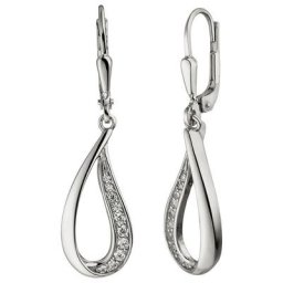 JOBO Paar Ohrhänger Tropfen, 925 Silber mit 20 Zirkonia