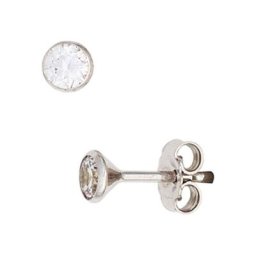 JOBO Paar Ohrstecker, rund 333 Weißgold mit Zirkonia