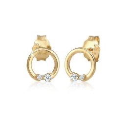 Elli DIAMONDS Paar Ohrstecker Kreis Geo Diamanten (0.04 ct) Edel 585er Gelbgold