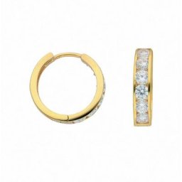 Adelia´s Paar Ohrhänger 1 Paar 585 Gold Ohrringe / Creolen mit Zirkonia Ø 15,7 mm, mit Zirkonia Goldschmuck für Damen
