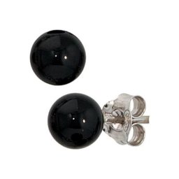 JOBO Paar Ohrstecker, rund 925 Silber mit Onyx
