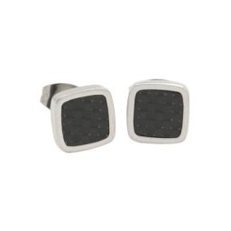 Firetti Paar Ohrstecker Geometrisch, Quadrat, Glanzoptik, massiv, mit Carbon, Made in Germany