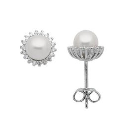 Adelia´s Paar Ohrhänger 925 Silber Ohrringe Ohrstecker Ø 8,7 mm, mit Zirkonia Silberschmuck für Damen