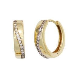 JOBO Paar Creolen, rund 333 Gold bicolor mit Zirkonia