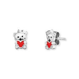 Herzengel Paar Ohrstecker Bärchen mit Herz, HEE-TEDDYLOVE, mit Emaille