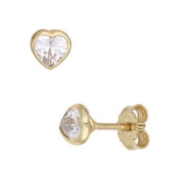 JOBO Paar Ohrstecker, Herz 333 Gold mit Zirkonia