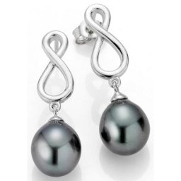 Adriana Paar Ohrstecker Bellagio - Infinity/Unendlichkeitsschleife, B1-S, B1-W, Made in Germany - mit Süßwasser- oder Tahitizuchtperle